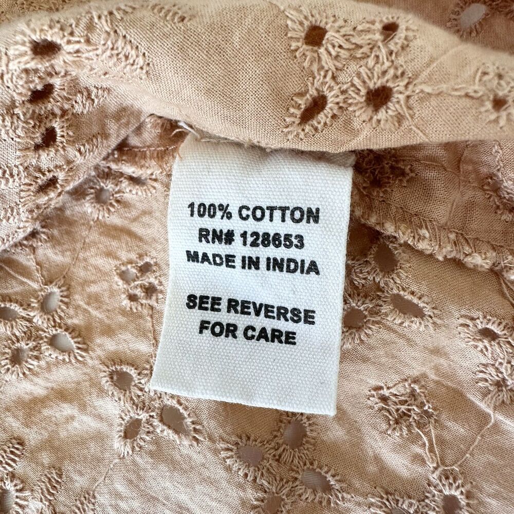 Joie Eyelet Lace Tank Top Beige XS Boho Crochet Trim 100% Cotton - Picture 5 of 7